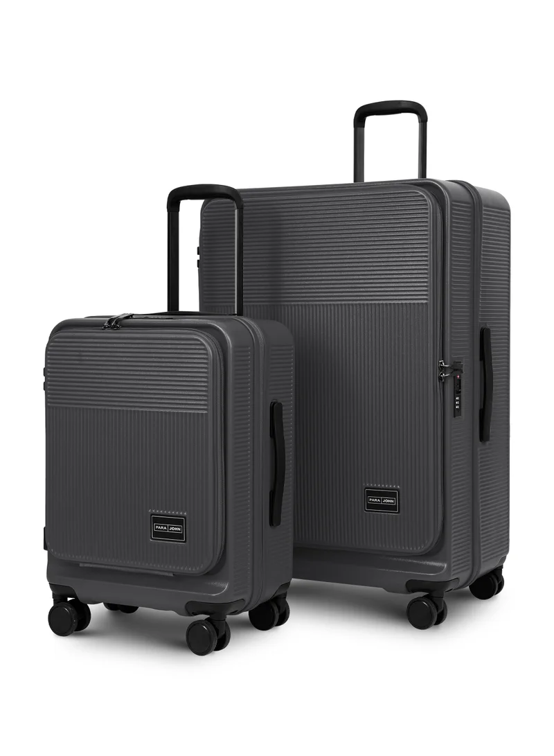 FRONTARA Series Set of 2 Luggage| Small 10KG & Large 30KG ABS+Polycarbonate 8 Wheel Trolley Hardsided Travel Suitcase -GREY