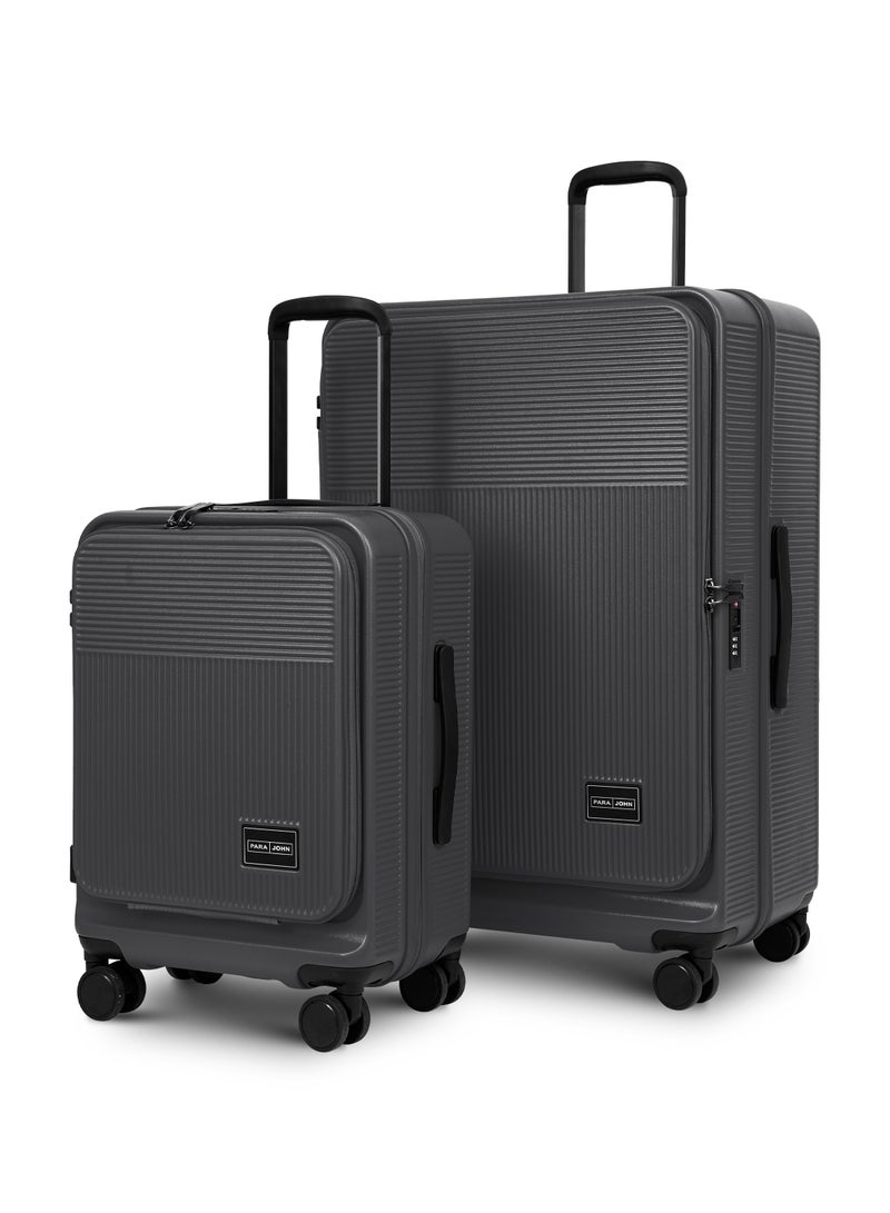 PARAJOHN FRONTARA Series Set of 2 Luggage| Small 10KG & Large 30KG ABS+Polycarbonate 8 Wheel Trolley Hardsided Travel Suitcase -GREY - Image 1