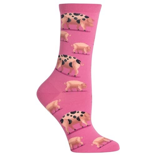 Hot Sox womens Animal Series Novelty Fashion Crew Casual Sock, Spotted Pig (Pink), 6 12 US - Image 5