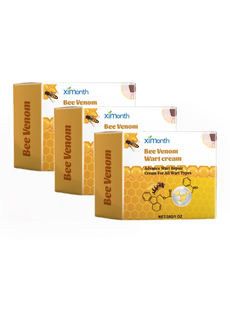 ximonth 3-pack Bee Venom Wart Removal Cream, Improves Pimples, Moles and Repairs Skin 30ml*3 - Image 1