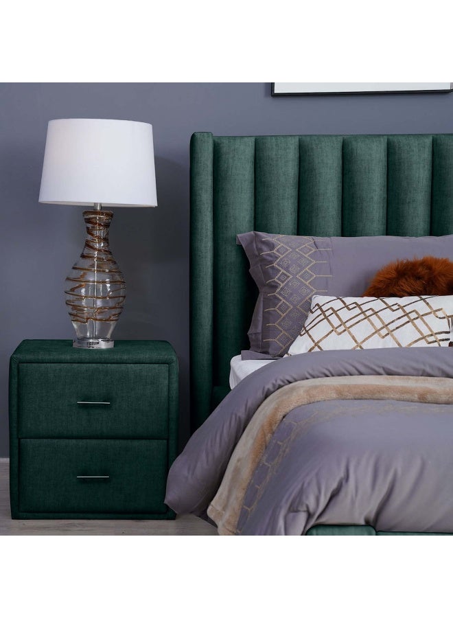 Pan Home Emirates Double Drawer Night Stand-Chanel~Olive Green  - Image 4