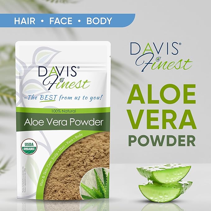 Davis Finest Davis Finest Organic Aloe Vera Powder Hair Skin Body 100g Pure Natural Aloe Leaf Plant Healthy Scalp Promotes Hair Growth Ayurvedic Hydrating Moisturising  - Image 2