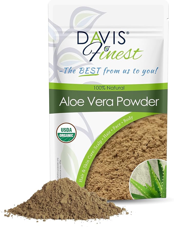 Davis Finest Davis Finest Organic Aloe Vera Powder Hair Skin Body 100g Pure Natural Aloe Leaf Plant Healthy Scalp Promotes Hair Growth Ayurvedic Hydrating Moisturising  - Image 1