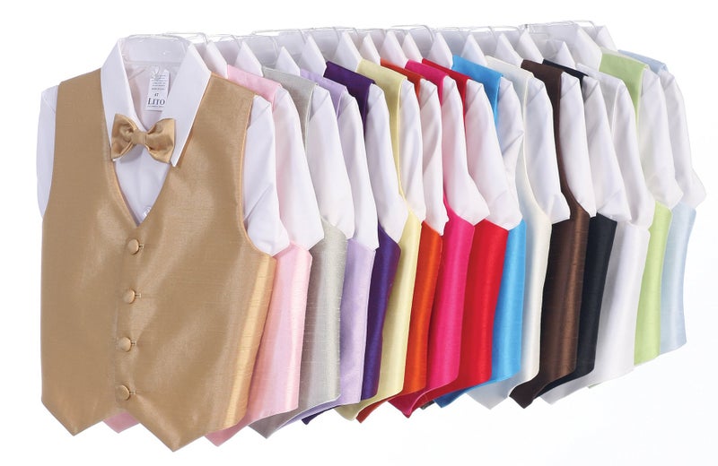 Lito Vest and Clip On Boy Bowtie set - BURGUNDY - 8/10 - Image 2