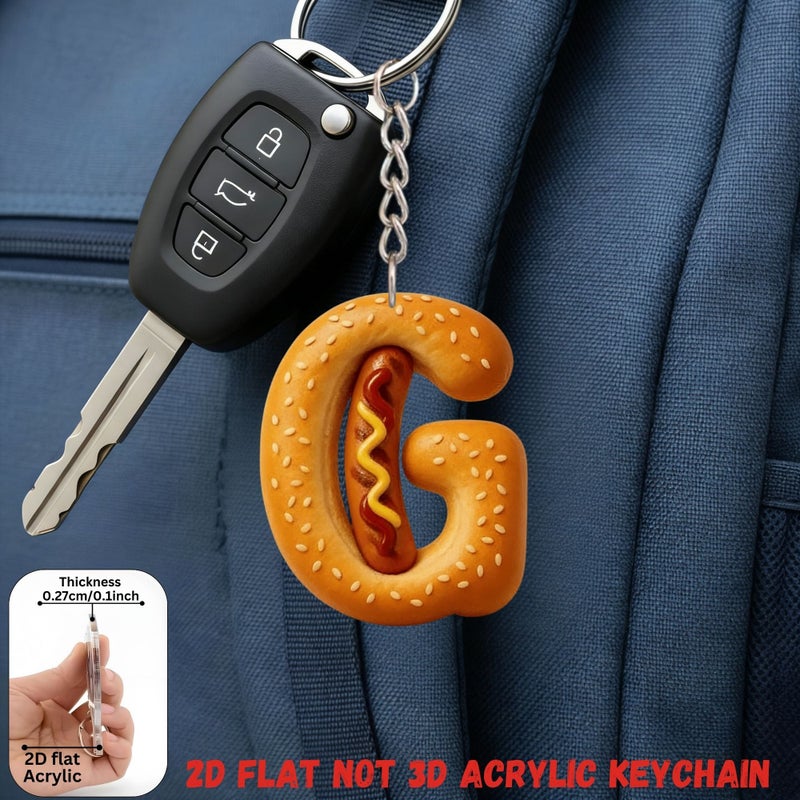 حرف X A-Z سلسلة مفاتيح هوت دوج ملونة من الأكريليك مع حلقة حديدية لحقائب الظهر ومفاتيح السيارة - Image 5