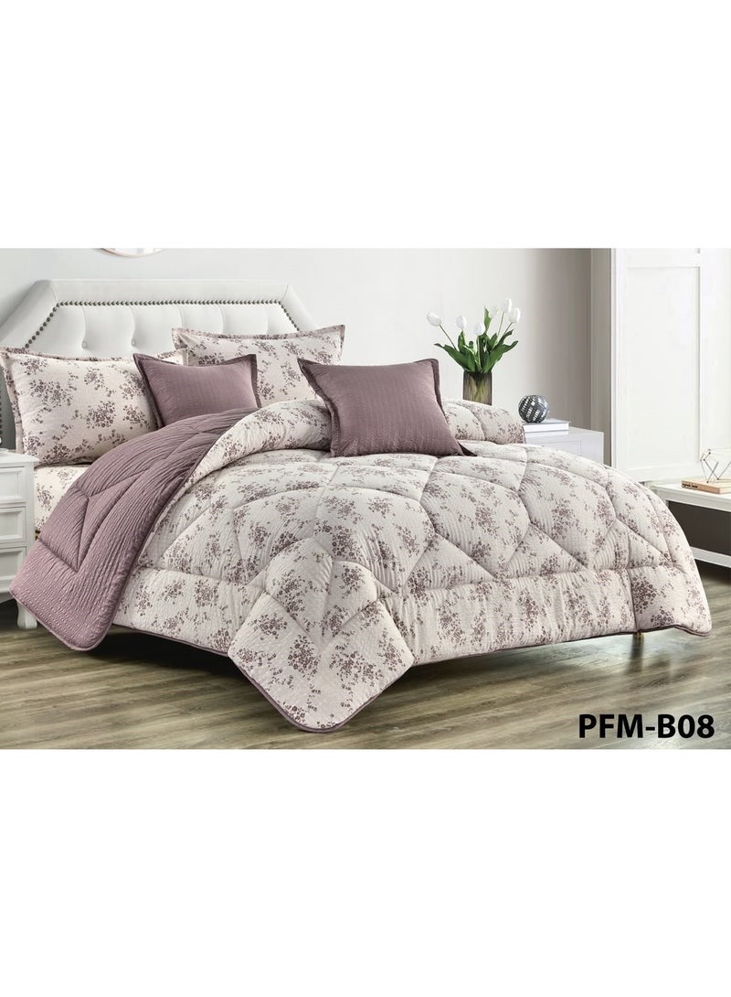 6-piece floral bedspread set for a double bed, featuring a modern summer design; comforter size: 250 x 230 cm.