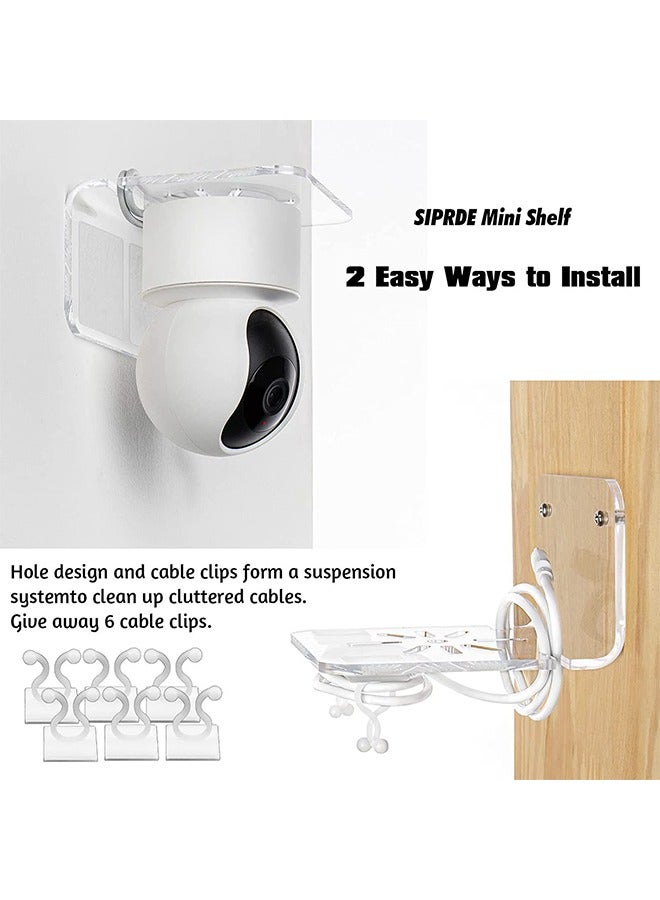 3 Pcs Acrylic Floating Wall Shelves, with Cable Clips  Strong Tapes  Screws, No Drill Universal Small Wall Shelf, Universal Adhesive Shelf Easy to Install, 10*10*5CM - Image 5