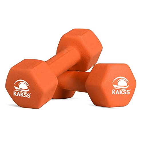 Kakss Neoprene Dumbbells sets for Gym Exercise (Proudly Made in India) (1KG ORANGE PAIR) - Image 1