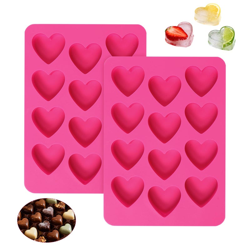 Gvhntk 2Pcs Heart Molds Silicone Premium Heart Silicone Mold for Baking 12-Cavity Non-stick Hearts Shaped Molds for Chocolate Cakes Candy Ice Cube Soap - Image 1