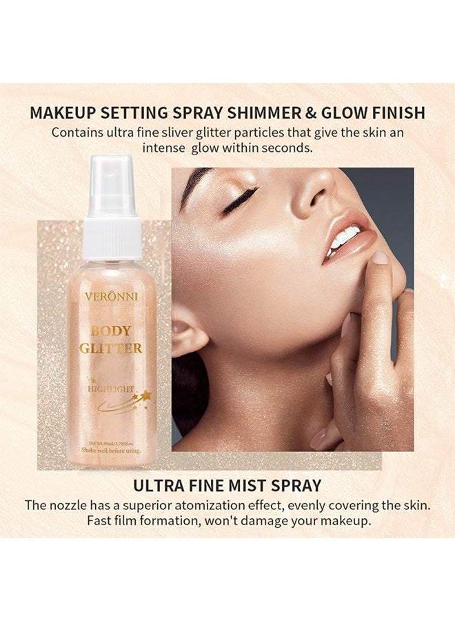 فيروني هايلايتر لمعان الجسم ، زيت الجسم المتلألئ ، مضيء سائل لامع غير لزج ، غير دهني ، مكياج بريق للوجه والجسم للأزياء ، تأثيري ، مهرجان الهذيان # 02 ذهبي وردي - Image 4