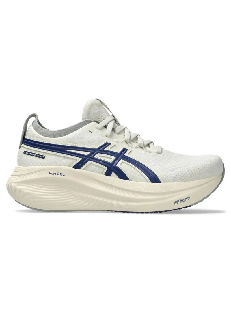 asics ASICS Gel-Nimbus 27 – Birch & Indigo Blue Running Shoes with Ultra-Soft Cushioning - Image 1