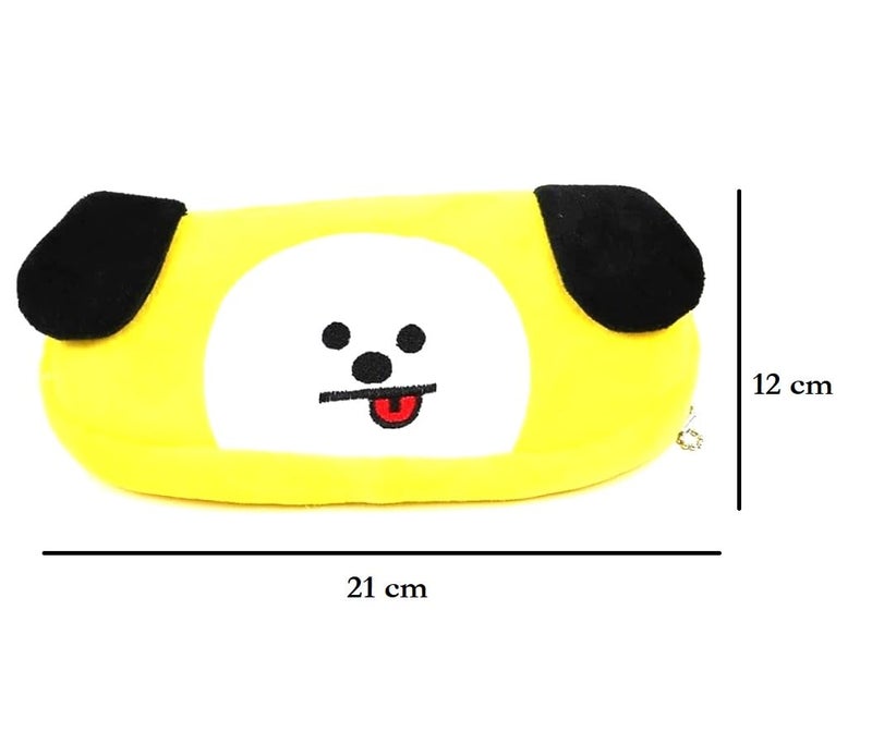 Awestuffs Pencil Pouch Soft Toys for Children, Kids Favorite Pencil Box and Cosmetic Pouch for Girls Multi-Functional Pen Box (Yellow Dog) (Chimmy BTS) - Image 2