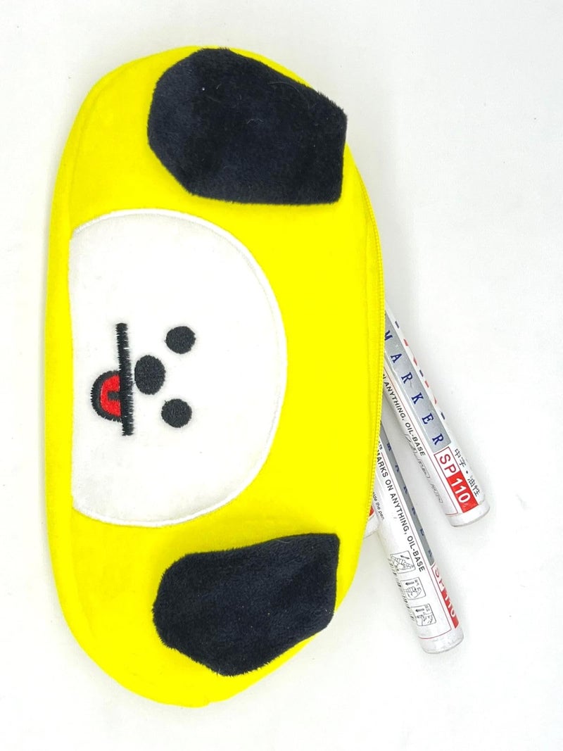 Awestuffs Pencil Pouch Soft Toys for Children, Kids Favorite Pencil Box and Cosmetic Pouch for Girls Multi-Functional Pen Box (Yellow Dog) (Chimmy BTS) - Image 5