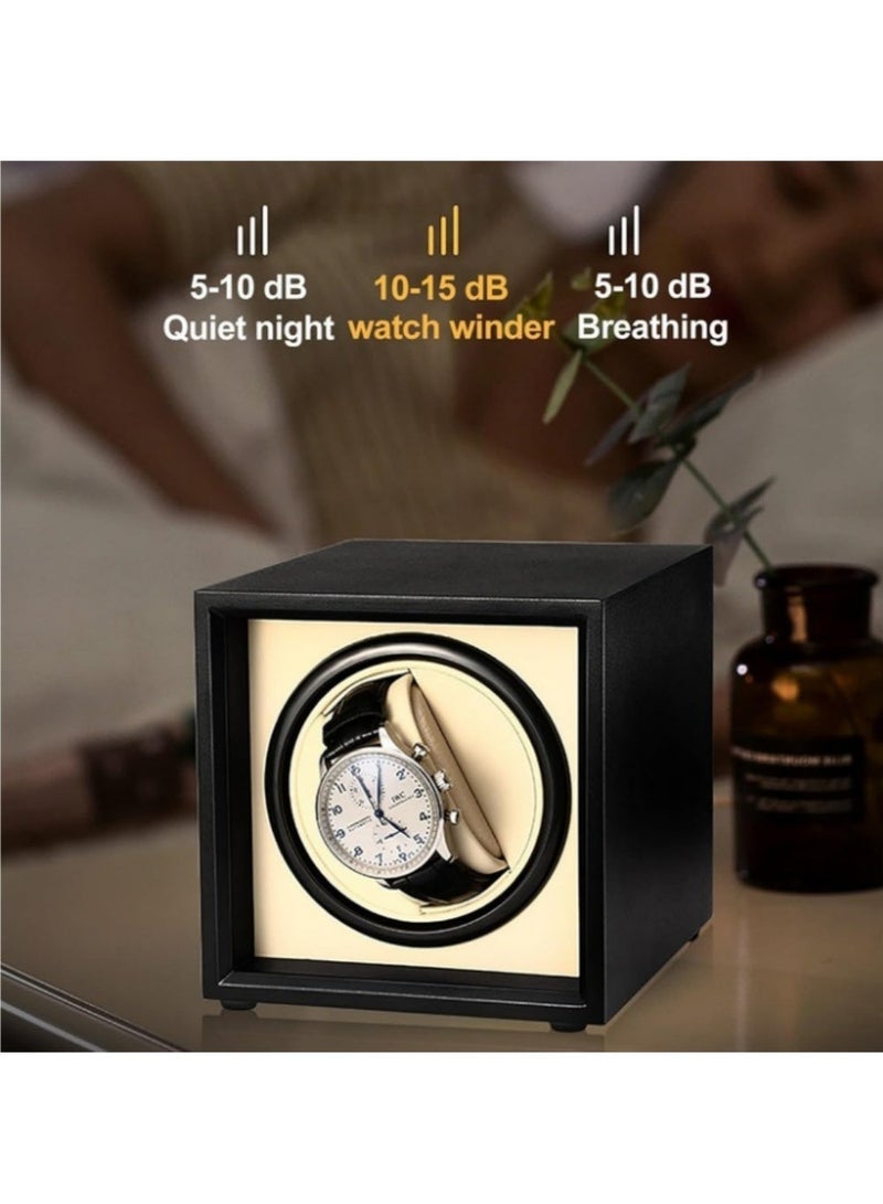 إثارة صندوق تخزين منظم ساعات أوتوماتيكي بمحرك هادئ، تصميم مضاد للمغناطيس بمحرك فائق الهدوء، شاشة عرض عمودية 90 درجة لدوران فعال، حافظة خشبية وجلدية بلمسة نهائية غير لامعة، دوار ساعات أنيق على الطراز الحديث للرجال، هدية مثالية لعشاق الساعات وأعياد الميلاد وعيد الأب - Image 3