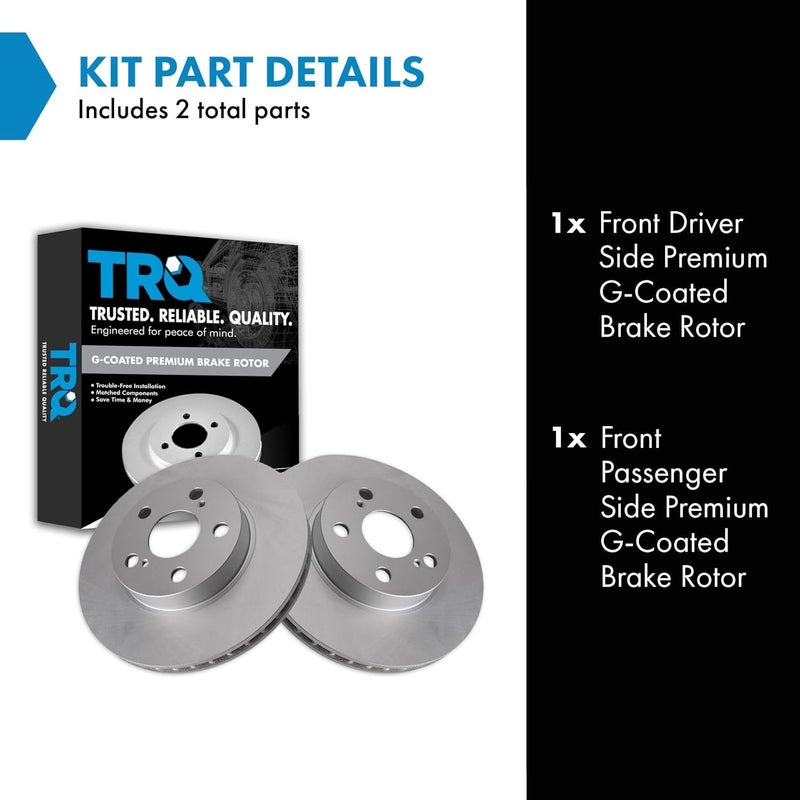 TRQ Front Brake Rotors Set Vented Premium G-Coated Compatible with 2004-2009 Toyota Prius - Image 3