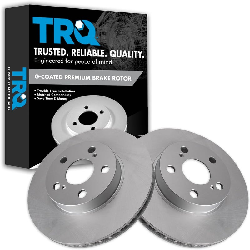 TRQ Front Brake Rotors Set Vented Premium G-Coated Compatible with 2004-2009 Toyota Prius - Image 1