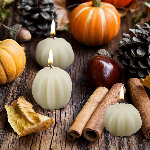 MTLEE 6 Pieces Thanksgiving Pumpkin Shaped Candle Fall White Scented Tealight Candles Home Decor Handmade Thanksgiving Gifts for Bedroom Bathroom Party - Image 5