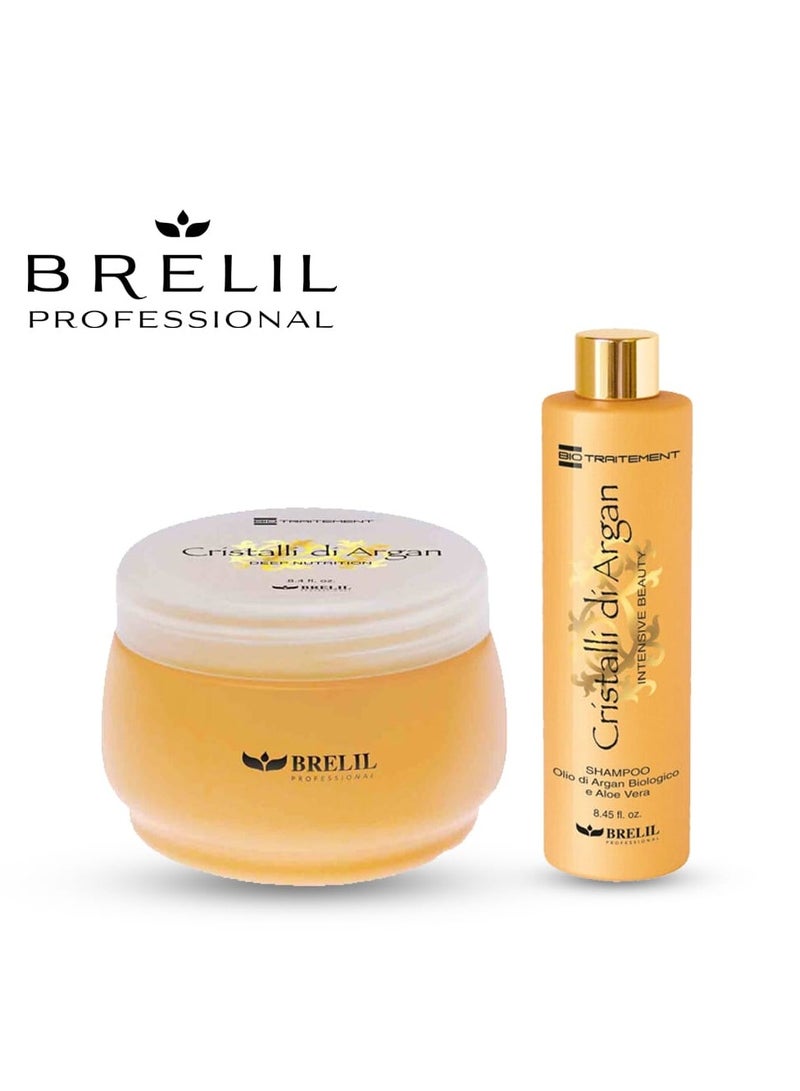 BRELIL Argan Crystal Shampoo and Mask Set, 250ml