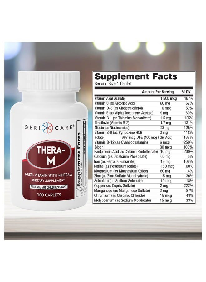 GeriCare 100 Caplets Thera Tabs M High Potency Multivitamin with Minerals Nutritional Supplement - Image 3