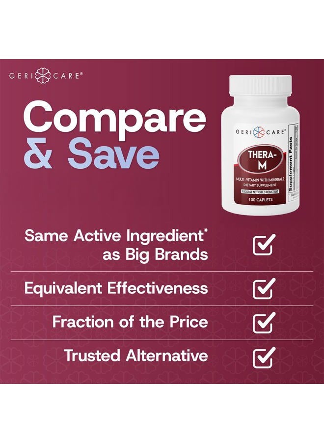 GeriCare 100 Caplets Thera Tabs M High Potency Multivitamin with Minerals Nutritional Supplement - Image 4