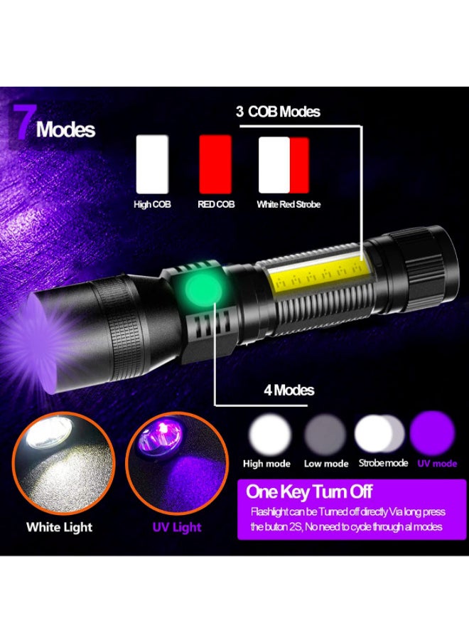 Generic Advanced USB Rechargeable Fluorescent Detection Flashlight - Red, White, and Purple Light, COB LED, Adjustable Focus, Multi-Function, Overcharge Protection  - Image 4