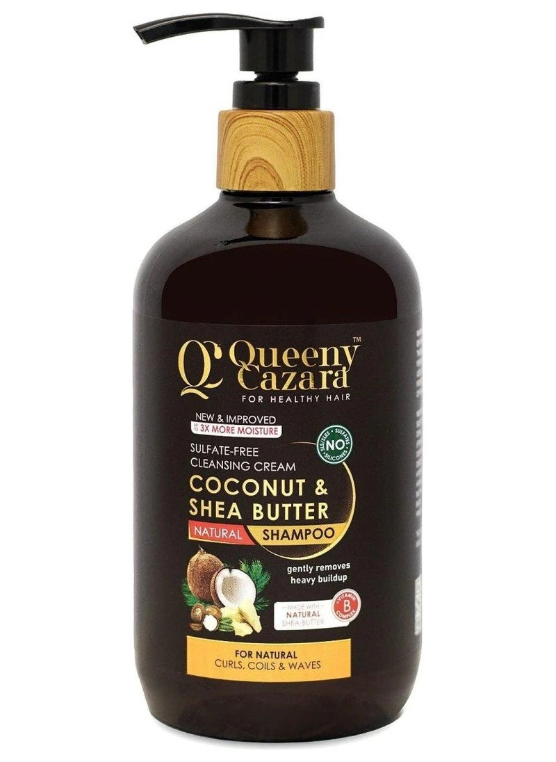 Queeny Cazara - Queeny Cazara Natural Shampoo – Coconut & Shea Butter Formula | Deep Cleansing & Moisture for Curly Hair | 350ml - Image 1