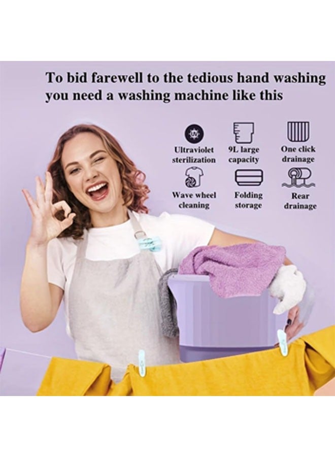 Arabest Foldable Portable Washing Machine, 9 L Compact Mini Washing Washer Machine for Baby Clothes, Underwear, Laundry, Apartment, Dorms, RV, Travel, Camping, Purple - Image 3