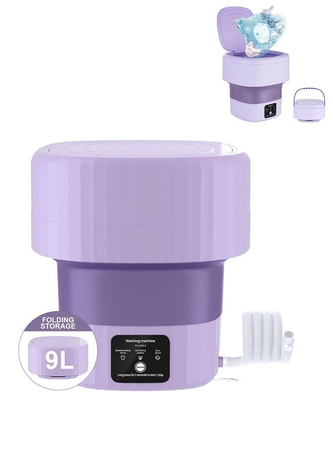 Arabest Foldable Portable Washing Machine, 9 L Compact Mini Washing Washer Machine for Baby Clothes, Underwear, Laundry, Apartment, Dorms, RV, Travel, Camping, Purple - Image 1
