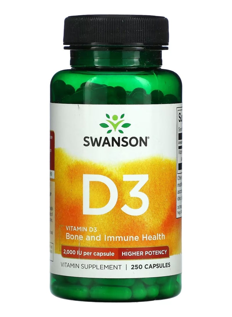 Swanson, Vitamin D3, Higher Potency, 2,000 IU, 250 Capsules