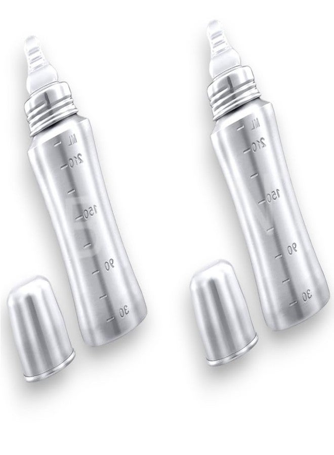 RB POINT Pack of 2 Stainless Steel Infant Baby Feeding Bottle Milk Bottle for New Born Baby, Medium-Flow Nipple (240 ML) - Image 1
