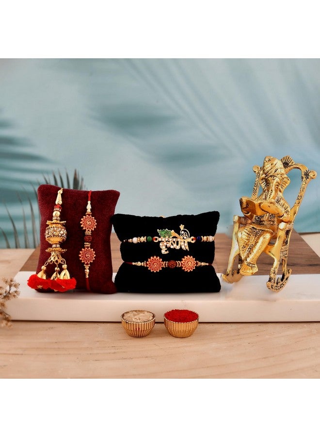 Collectible India Rakhi Gift for Brother Bhaiya Bhabhi Raksha Bandhan rakhi for brother With Ganesha - Rakhi Gifts for Bhaiya Bhabhi - Ganesha Idol Statue/Greeting Card/Lumba Rakhi/Krishna Rakhi/Rudraksh Rakhi (Type2) - Image 1