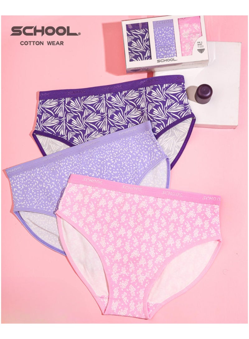 School Pack of 3 Cotton Brief Panties Underwear for Women - Image 2