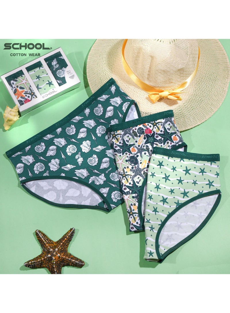 School Pack of 3 Cotton Brief Panties Underwear for Women - Image 3