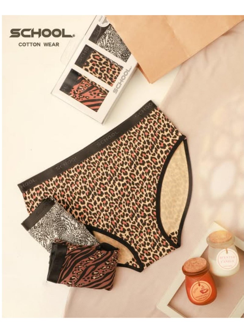 School Pack of 3 Cotton Brief Panties Underwear for Women - Image 4