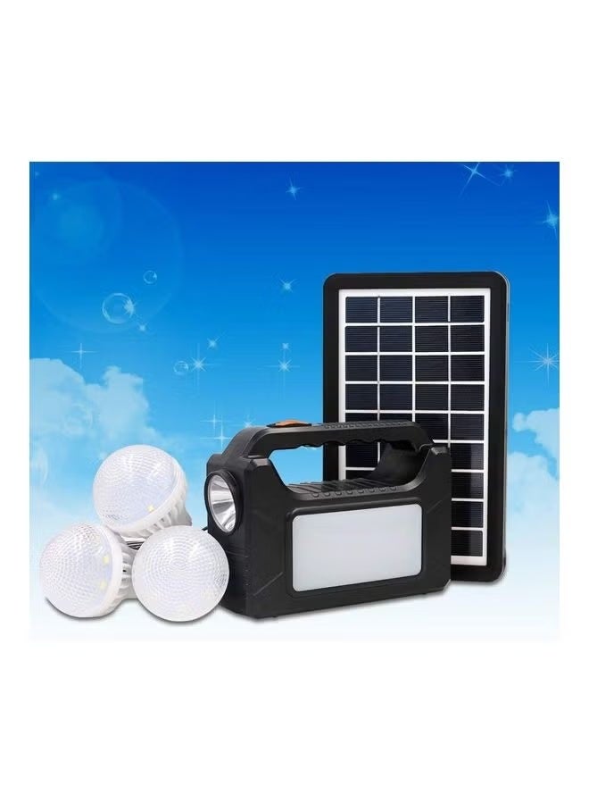 Solar Power Lighting System With Battery And Solar Panel Bulbs Black 18.18×7.24 X12.48cm - Image 2