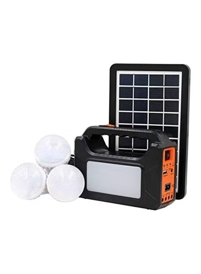 Solar Power Lighting System With Battery And Solar Panel Bulbs Black 18.18×7.24 X12.48cm - Image 1