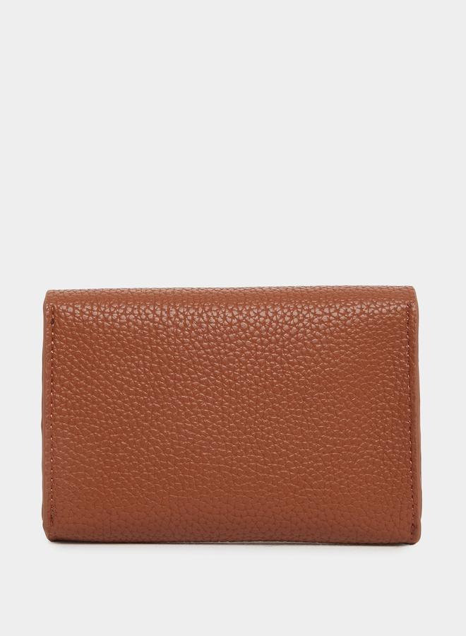 Styli Women Brown Textured Twist Lock Wallet - Image 2