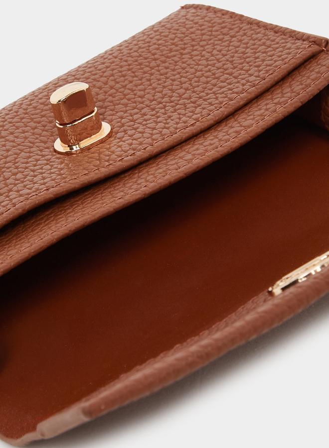 Styli Women Brown Textured Twist Lock Wallet - Image 4