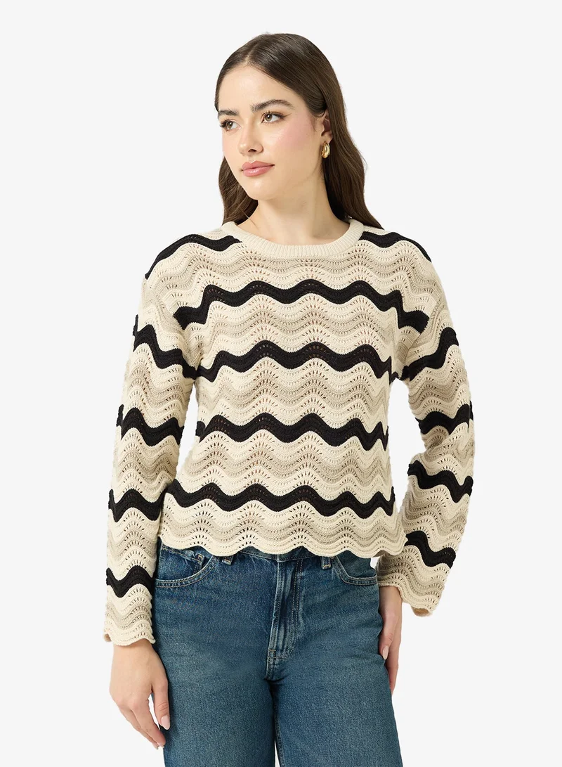 ONLY  Onlasa Long Sleeve Wave Structure O-Neck Sweater for Women | Best Price UAE