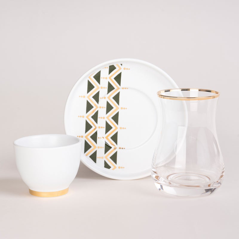 Dallaty white porcelain and glass Tea and coffee cups set 18 pcs - Image 2