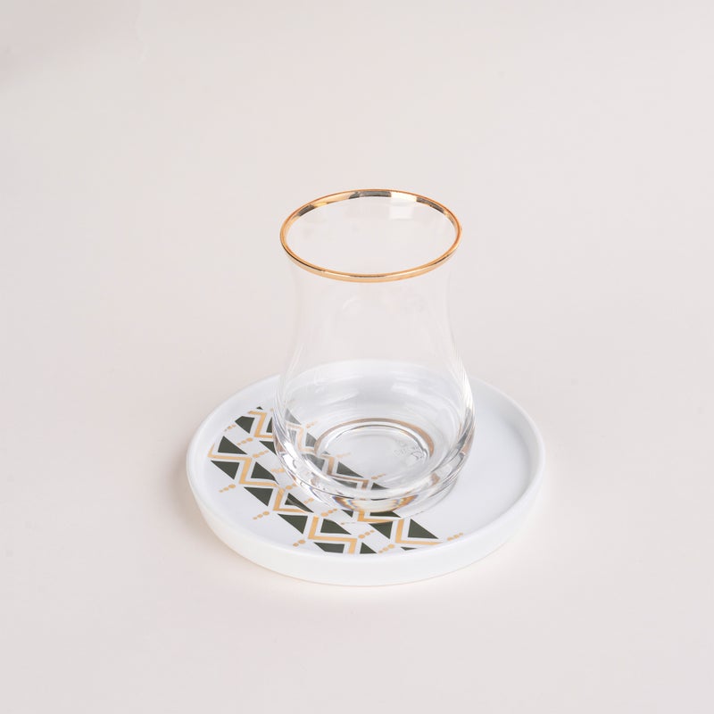 Dallaty white porcelain and glass Tea and coffee cups set 18 pcs - Image 3