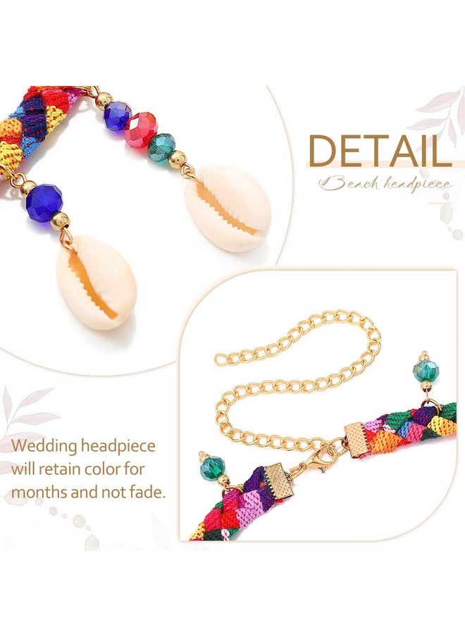 Kisshine - Kisshine Shell Boho Head Chain Colorful Braided Headband Beach Beaded Tassel Hair Chains Festival Headpiece for Women and Girls - Image 1