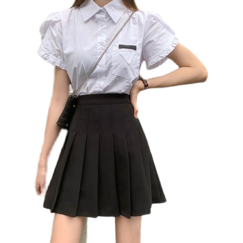 plus size pleated skirt women's 2023 spring and summer new academic style slim fit slim skirt high waist hip a-shaped skirt - Image 2