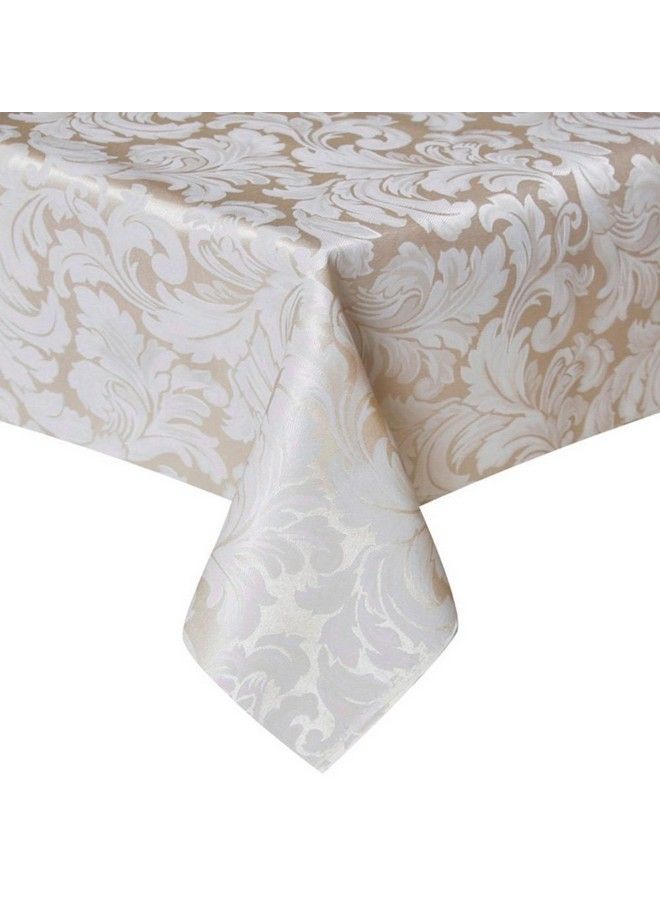 Tektrum 70 X 70 Inch Square Damask Jacquard Tablecloth Table Cover Waterproof/Spill Proof/Stain Resistant/Wrinkle Free/Heavy Duty Great For Banquet Parties Dinner Kitchen Wedding (Beige) - Image 2