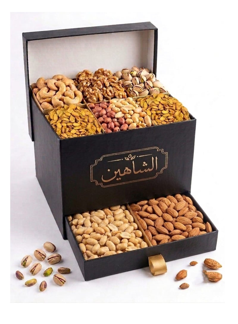 Royal Falcon Box 5kg – American Nuts and Luxury Snacks Box – Jumbo Pistachios and Cashews, Walnuts, Almonds, Peanuts, Spanish Candy, Syrian Sunflower Seeds, and Super Sunflower Seeds – 2-Tier Gift Box for Hospitality and Events - Image 1