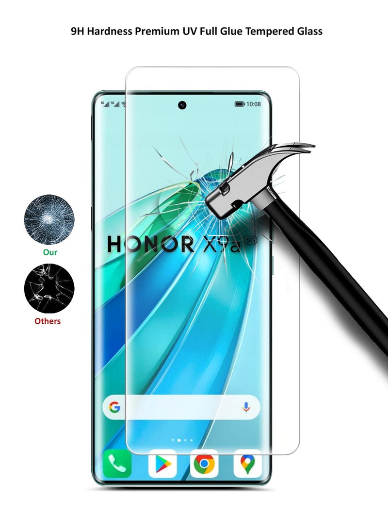 Wtech Honor X9a 5G 2023 - Premium Curved Edges UV Full Glue Full Cover Tempered Glass Screen Protector (MSGUCN) - Clear  - Image 3