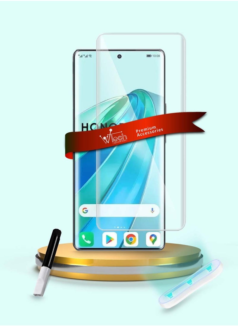 Wtech Honor X9a 5G 2023 - Premium Curved Edges UV Full Glue Full Cover Tempered Glass Screen Protector (MSGUCN) - Clear  - Image 1