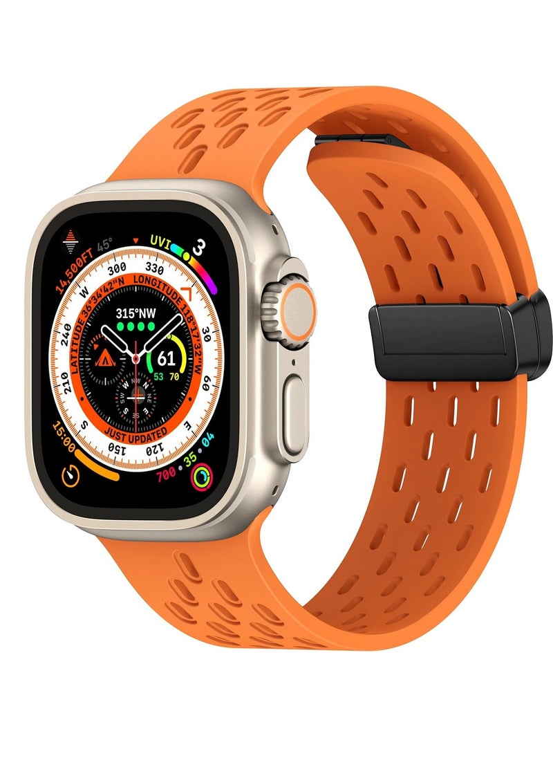 Generic - Magnetic Bands for Apple Watch Band 49mm 45mm 44mm 42mm, for Women Men, Soft Silicone Magnetic Buckle Breathable Sport Watch Strap for iWatch Series SE2 SE 9 8 7 6 5 4 3 2 1 Ultra 2/Ultra - Image 1