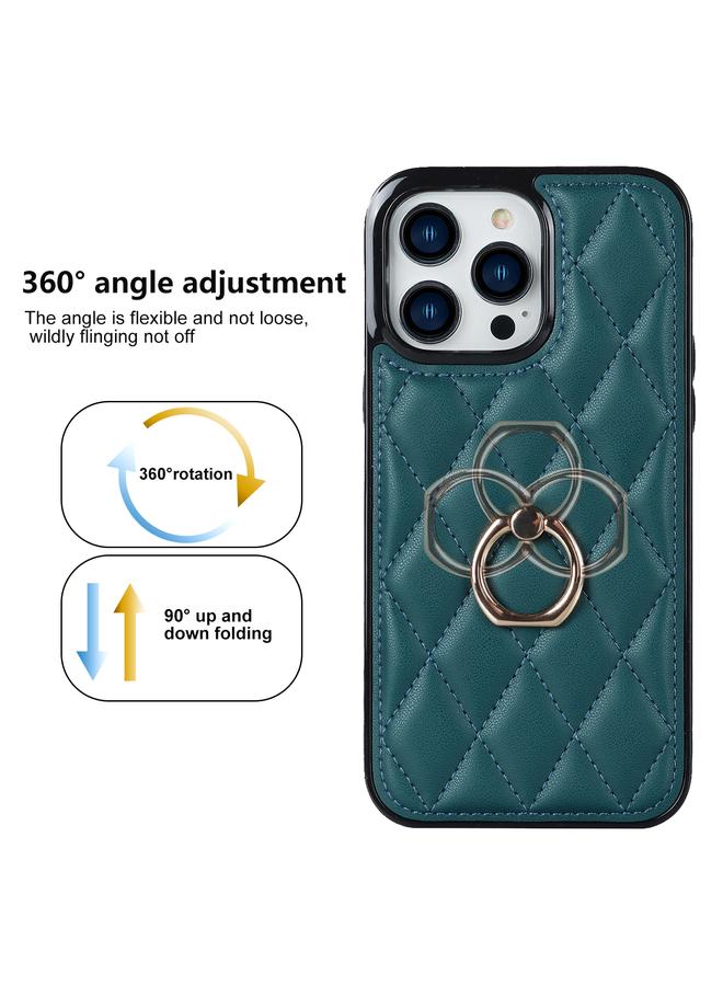 S-TOP Case For iPhone 13 Pro Max Rhombic PU Leather Phone Case with Ring Holder - Image 2