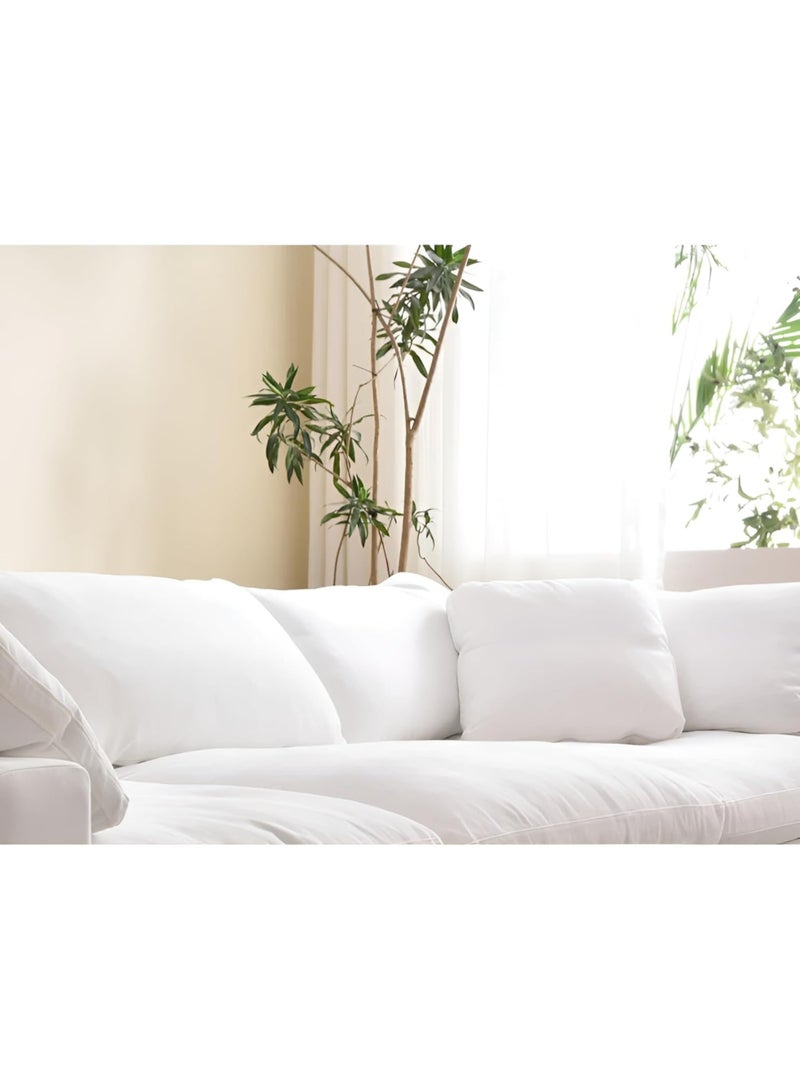 Karnak Cloud Sofa 6-Seater Luxury Design Sectional Sofa with Ottoman For Living Room Furniture – White Polyester Fabric - Image 4